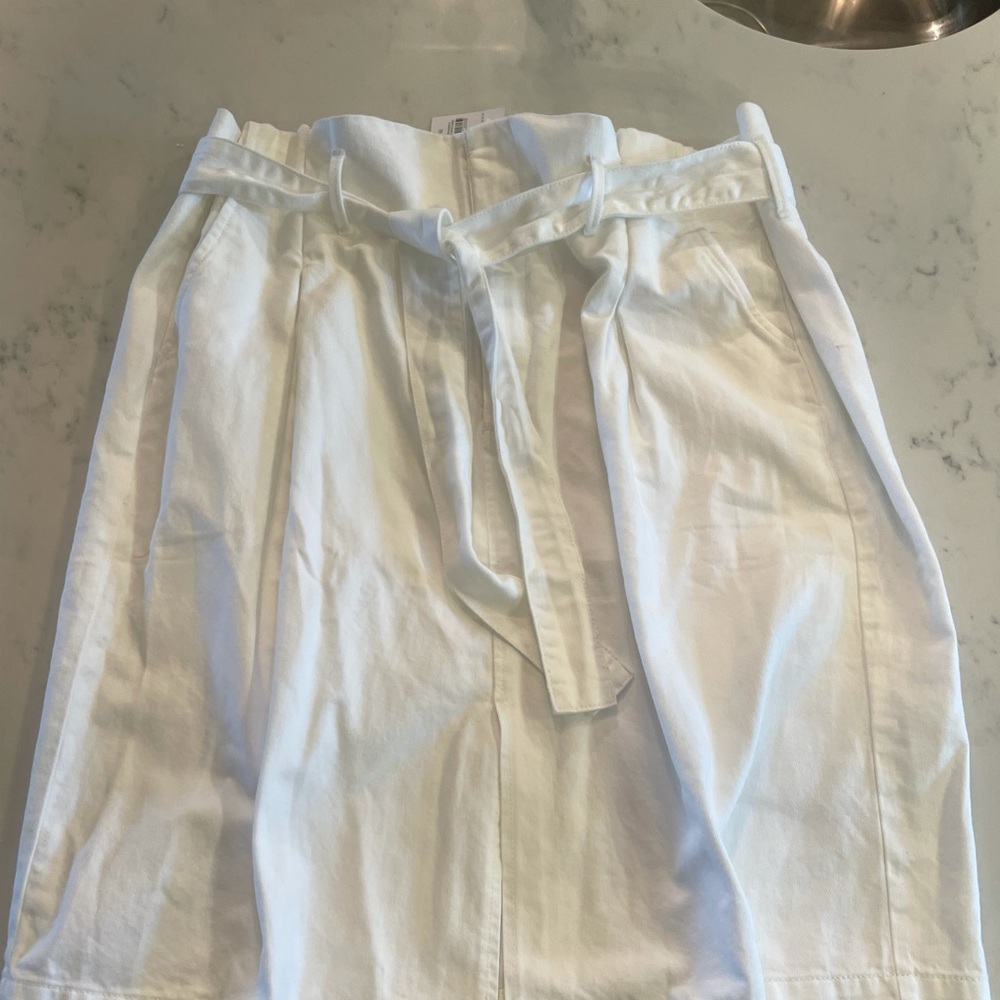 NWT Ann Taylor White Denim Paper Bag Skirt